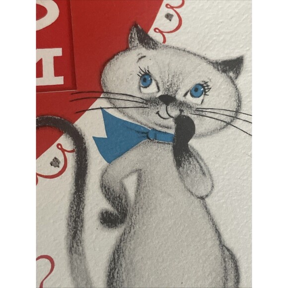 Vintage Volland Anthropomorphic Worlds Best Mom Valentine Greeting Card Cat - Picture 3 of 11